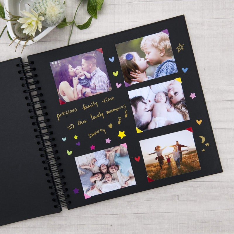 Gearchic 12 x 12 Inch Large DIY Scrapbook Photo Album with Window Design Cover 80 Pages Craft Paper Memory Book for Weeding Anniversary Travel and Baby (Black) - Image 3